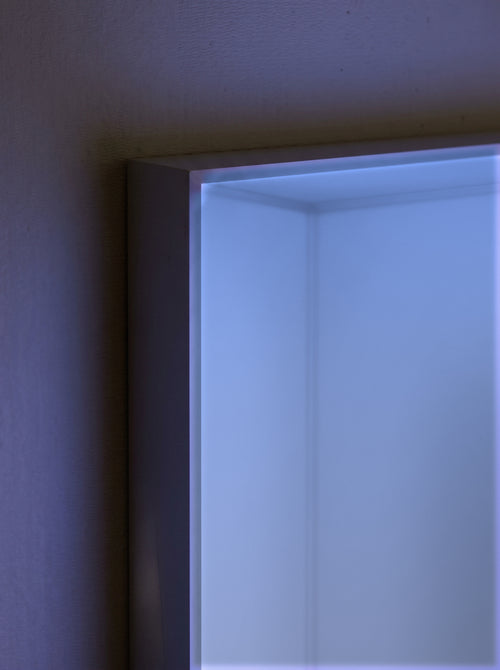 Detail of Circadia light’s illuminated face and acrylic edge